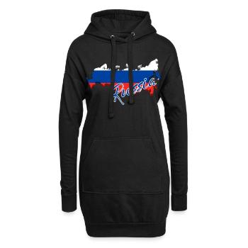 Carte avec le drapeau de la Russie, j’adore la Russie - Sweat-shirt à capuche long Femme - noir - Devant