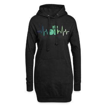 Bowling-Herzschlag-Bowler - Hoodie-Kleid - Schwarz - Vorne