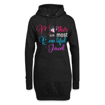 Maman est le plus beau diamant floral bijou - Sweat-shirt à capuche long Femme - noir - Devant