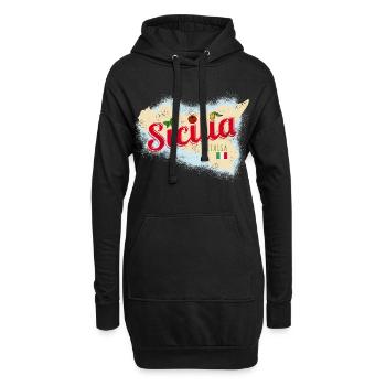 Sizilien Italien Vintage Insel Souvenir mit Fahne - Hoodie-Kleid - Schwarz - Vorne
