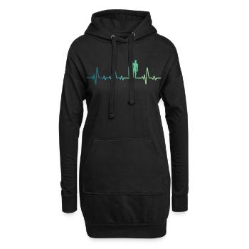 surf battement de coeur cadeau surfeur - Sweat-shirt à capuche long Femme - noir - Devant