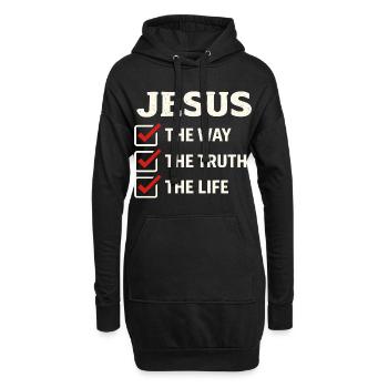 Verset biblique de Jésus, La voie de la vérité, la vie - Sweat-shirt à capuche long Femme - noir - Devant