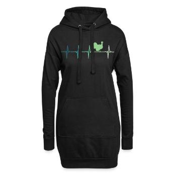 dinde Battement de cœur dindon - Sweat-shirt à capuche long Femme - noir - Devant