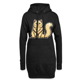 Cremefarbene Perserkatze Langhaariges Vintage-Porträt - Hoodie-Kleid - Schwarz - Vorne