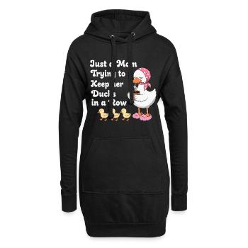 Mama versucht ihre Enten in Reihe zu halten - Hoodie-Kleid - Schwarz - Vorne