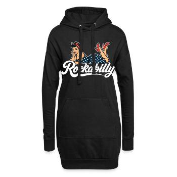 Pin-Up Rockabilly : Femme vintage en robe jupon - Sweat-shirt à capuche long Femme - noir - Devant