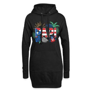 Papi Puerto Rico Flagge Urlaub Sommer - Hoodie-Kleid - Schwarz - Vorne
