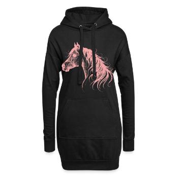 Crinière de cheval Cheval Cavalier Rose - Sweat-shirt à capuche long Femme - noir - Devant