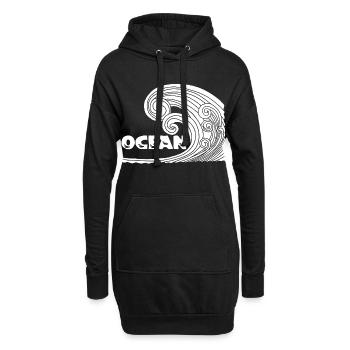 La vague blanche - Sweat-shirt à capuche long Femme - noir - Devant