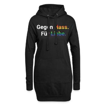 Liebe statt Hass Spruch Frieden Statement - Hoodie-Kleid - Schwarz - Vorne