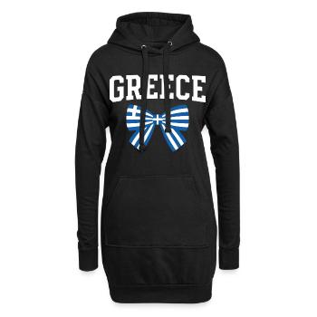 GREECE Schriftzug und blau weiße Schleife - Hoodie-Kleid - Schwarz - Vorne