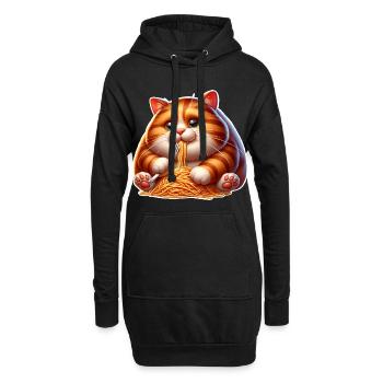 Katze Pasta - Hoodie-Kleid - Schwarz - Vorne