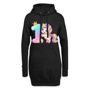 Je suis 1 fille licorne Kawaii Anniversaire - Sweat-shirt à capuche long Femme - noir - Devant