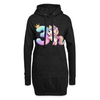 J’ai 3 ans de fille licorne Kawaii - Sweat-shirt à capuche long Femme - noir - Devant