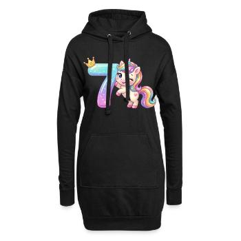 J’ai 7 ans de Kawaii Unicorn Girl Anniversaire - Sweat-shirt à capuche long Femme - noir - Devant