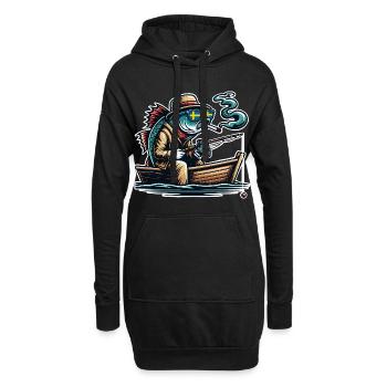 Suède Pêche au poisson - Sweat-shirt à capuche long Femme - noir - Devant