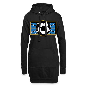 Retro-Fußballwappen: Blaue strahlende Strahlen - Hoodie-Kleid - Schwarz - Vorne