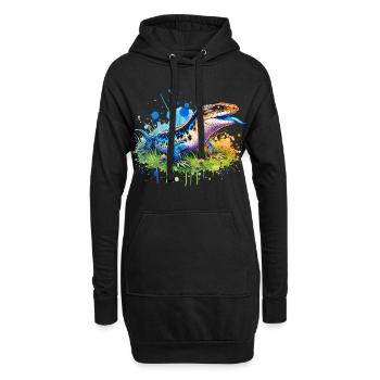 Don du scinque à langue bleue - Sweat-shirt à capuche long Femme - noir - Devant