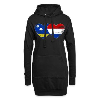 Cœur du drapeau de la Hollande de Curaçao utilisé - Sweat-shirt à capuche long Femme - noir - Devant