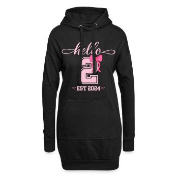 Bonjour 2 Est 2024 Pink Bow Design - Sweat-shirt à capuche long Femme - noir - Devant
