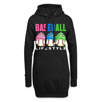 Mode de vie de baseball Cupcakes sucrés - Sweat-shirt à capuche long Femme - noir - Devant