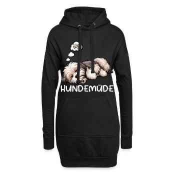 Hundemüde Havaneser Havaneserbesitzer Havaneserfan - Hoodie-Kleid - Schwarz - Vorne