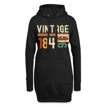 Vintage-Retro-Kassette aus den 80ern - Hoodie-Kleid - Schwarz - Vorne