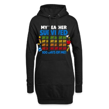 J'ai survécu à 100 jours d'école Rigolo - Sweat-shirt à capuche long Femme - noir - Devant