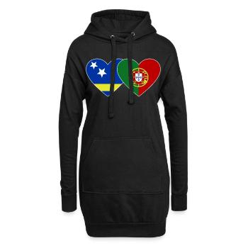 Curaçao_Portugal_Flagge_Herz - Sweat-shirt à capuche long Femme - noir - Devant