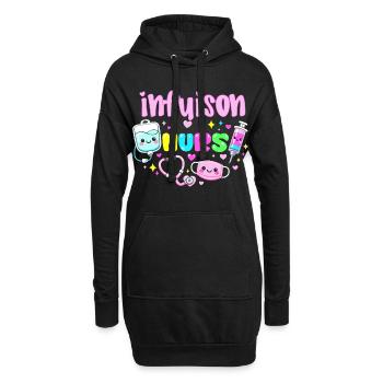 Pflegekraft in Infusion Kawaii Pflegegeschenk - Hoodie-Kleid - Schwarz - Vorne