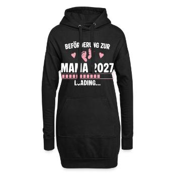 Beförderung zur Mama 2027 - Loading Schwanger - Hoodie-Kleid - Schwarz - Vorne