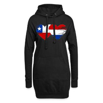 Chile_Holland_Flagge_Herz_used - Hoodie-Kleid - Schwarz - Vorne