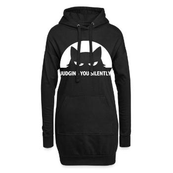 Chat Noir Rigolo : Je te juge en silence - Sweat-shirt à capuche long Femme - noir - Devant