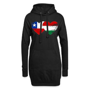 Bolivien_Ungarn_Flagge_Herz_used - Hoodie-Kleid - Schwarz - Vorne