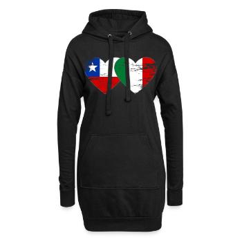 Cœur du drapeau chili italien utilisé - Sweat-shirt à capuche long Femme - noir - Devant