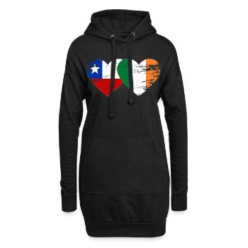 Cœur du drapeau Chili et Irlande utilisé - Sweat-shirt à capuche long Femme - noir - Devant