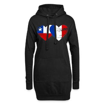 Chile France flag heart used - Hoodie Dress - black - Front