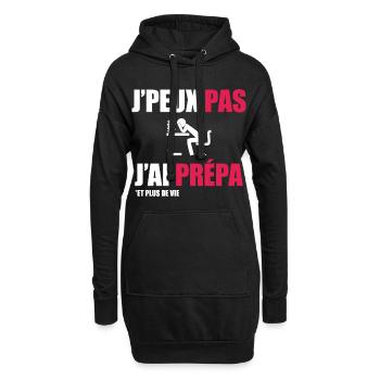 J'peux pas j'ai prépa - Sweat-shirt à capuche long Femme - noir - Devant