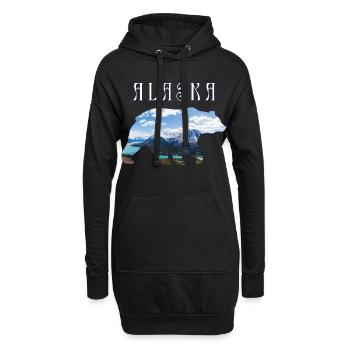 Ours d’Alaska avec lac et montagne Alaska - Sweat-shirt à capuche long Femme - noir - Devant