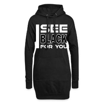 Je vois du noir pour toi - Sweat-shirt à capuche long Femme - noir - Devant