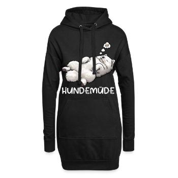 Chien Fatigué Samoyède Propriétaire Samoyède Chien Samoyède - Sweat-shirt à capuche long Femme - noir - Devant