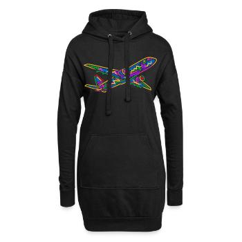 Buntes Flugzeug Flieger Kinder Herren Jungen Pilot - Hoodie-Kleid - Schwarz - Vorne