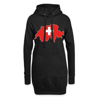 Schweiz Flagge Karte - Hoodie-Kleid - Schwarz - Vorne