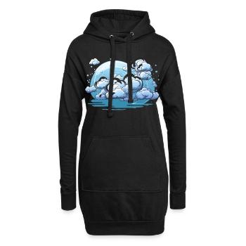 Boule de nuages dans le cercle bleu - Sweat-shirt à capuche long Femme - noir - Devant