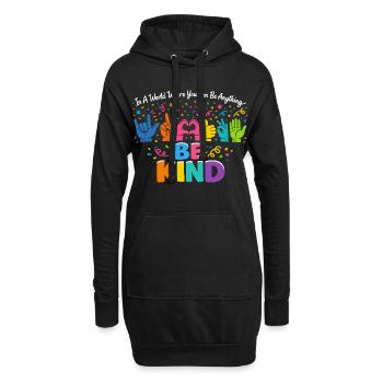 Sei freundlich Gebärdensprache inklusiv - Hoodie-Kleid - Schwarz - Vorne
