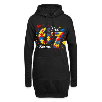 67 Jahre Alt Retro Autismus Puzzle Geburtstag Desi - Hoodie-Kleid - Schwarz - Vorne