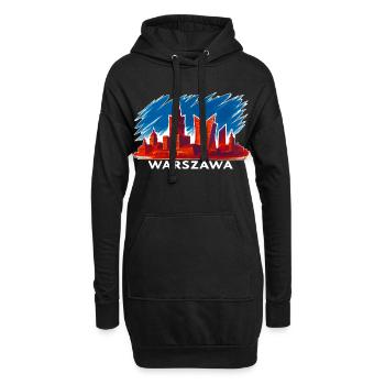 Warschau Skyline Kunst – Warszawa Silhouette - Hoodie-Kleid - Schwarz - Vorne