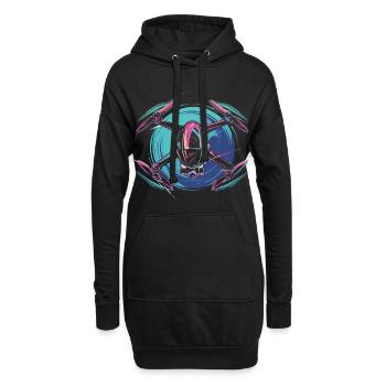 Neon Drohne  - Hoodie-Kleid - Schwarz - Vorne