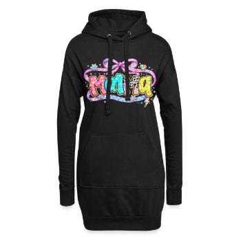 Cadeau Maman : Visuel Mama Rétro et Paillettes - Sweat-shirt à capuche long Femme - noir - Devant