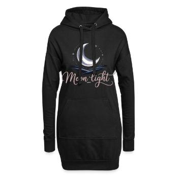 Mondlicht Shirt mit Halbmond – Mystische Nacht - Hoodie-Kleid - Schwarz - Vorne